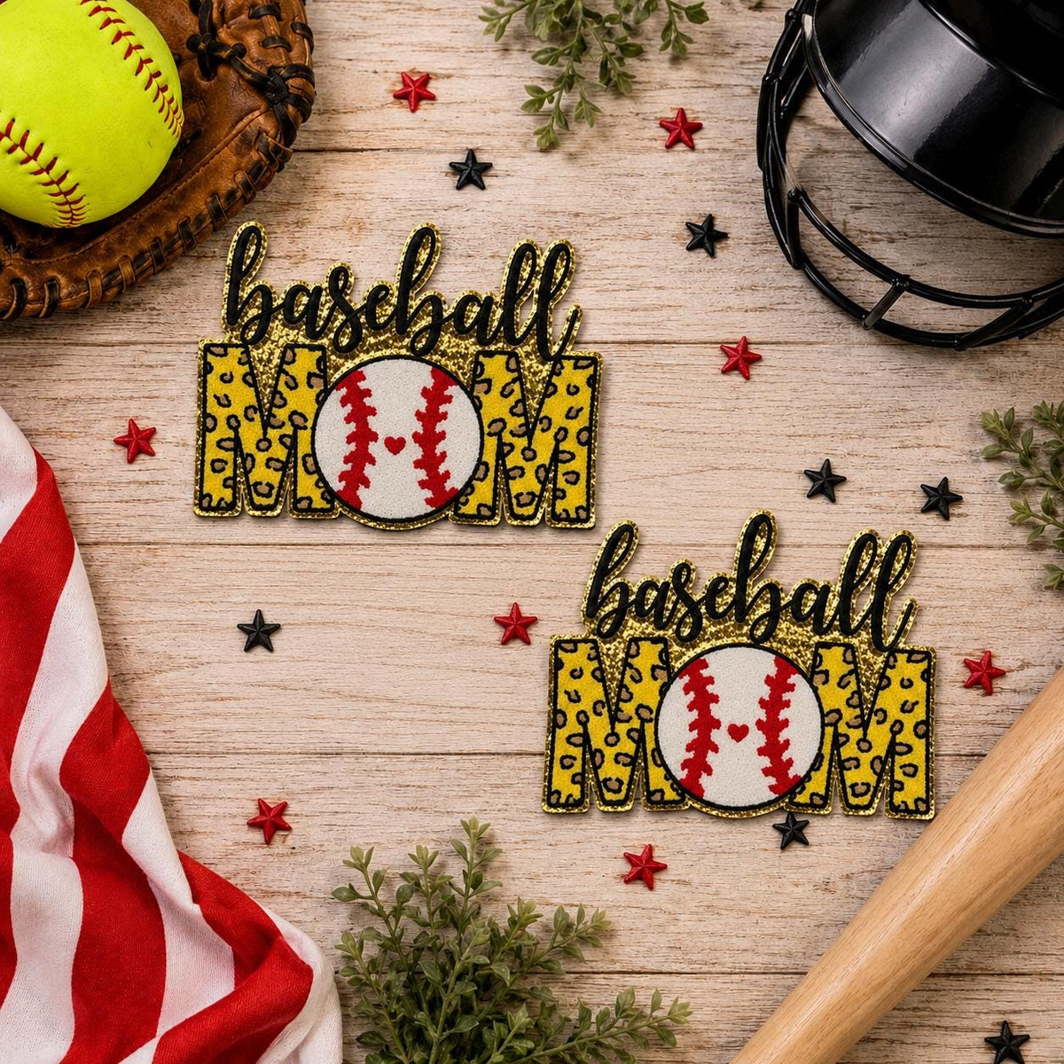 Baseball Mom Large Chenille Iron-On Patch