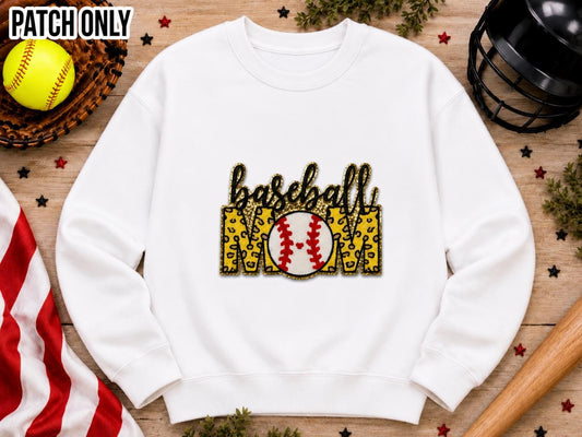 Baseball Mom Large Chenille Iron-On Patch