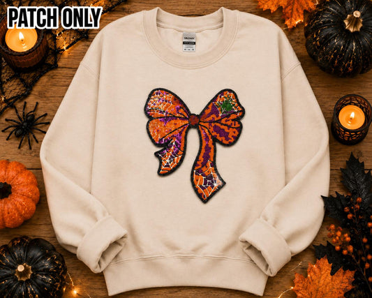 Halloween Sequin Bow Large Chenille Iron-On Patch