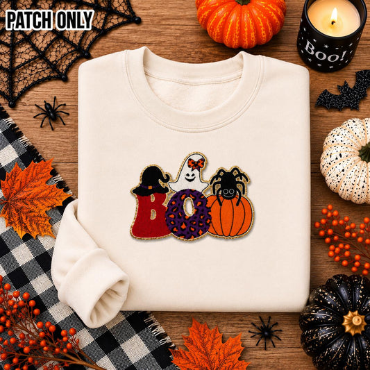 Halloween BOO Large Chenille Iron-On Patch