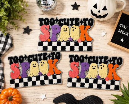 Too Cute to Spook Large Chenille Iron-On Patch
