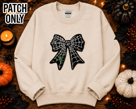 Halloween Spider Web Bow Large Chenille Iron-On Patch
