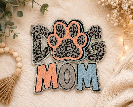 Dog Mom Iron On Chenille Patch