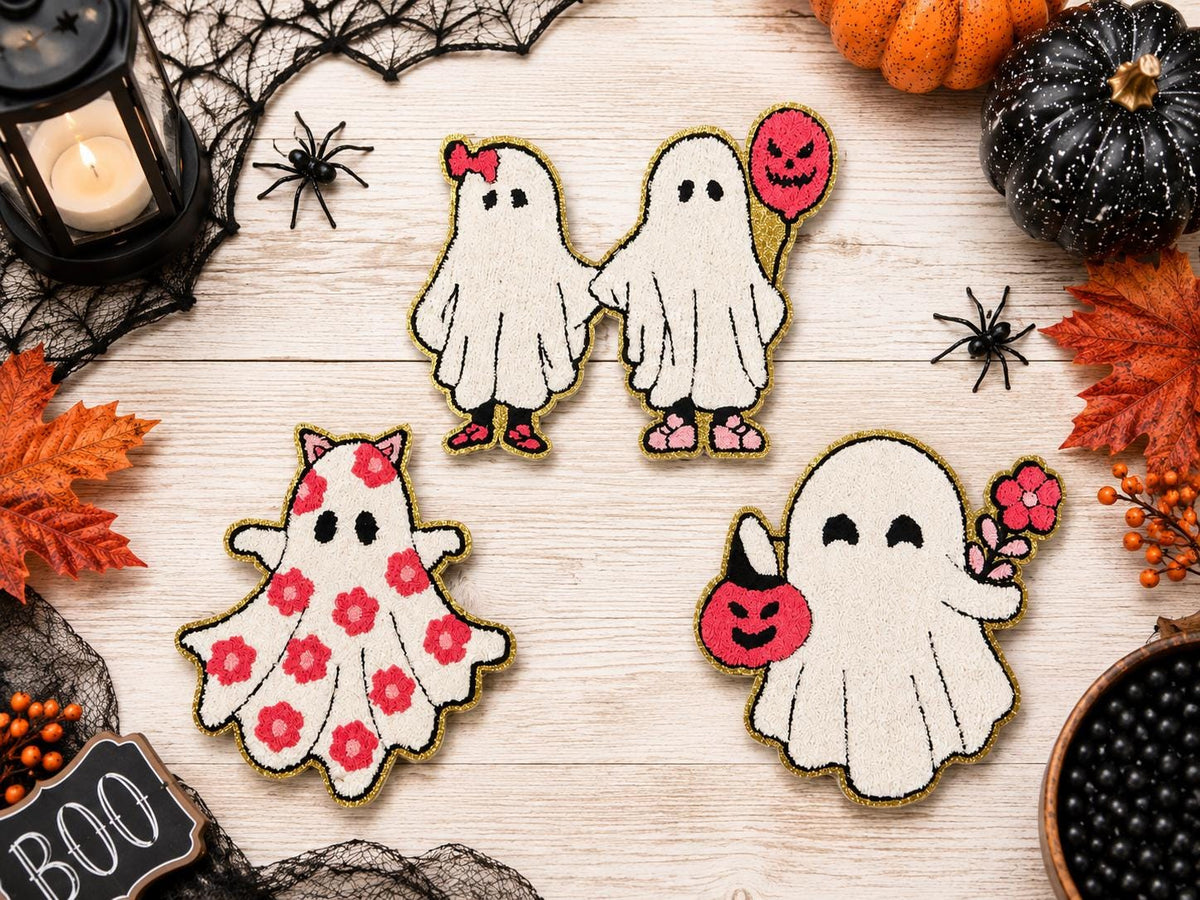 Cute Ghost Halloween Iron on Chenille Patch