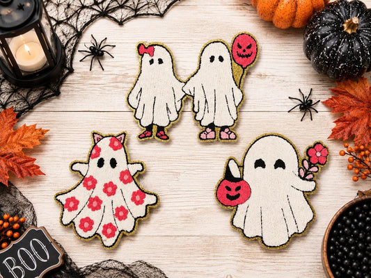 Cute Ghost Halloween Iron on Chenille Patch