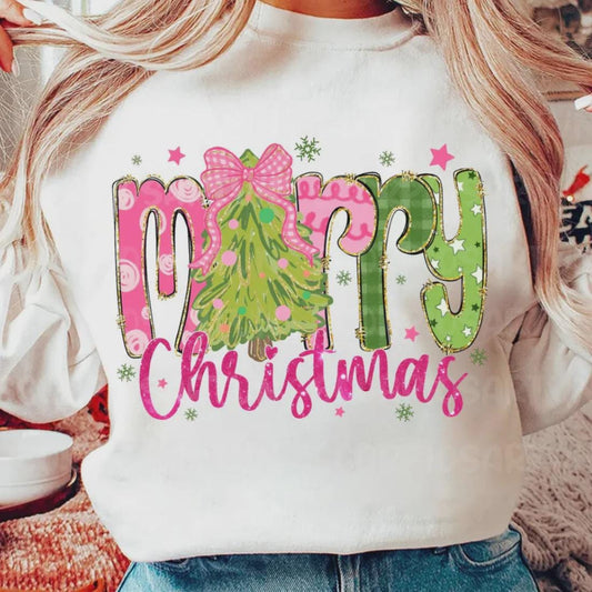 Merry Christmas Tree Screen Print Transfer
