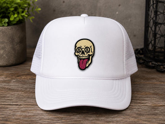 Skull Tongue Embroidered Iron-On Patch