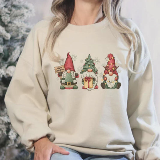 Christmas Gnome Trio Glitter Screen Print Transfer