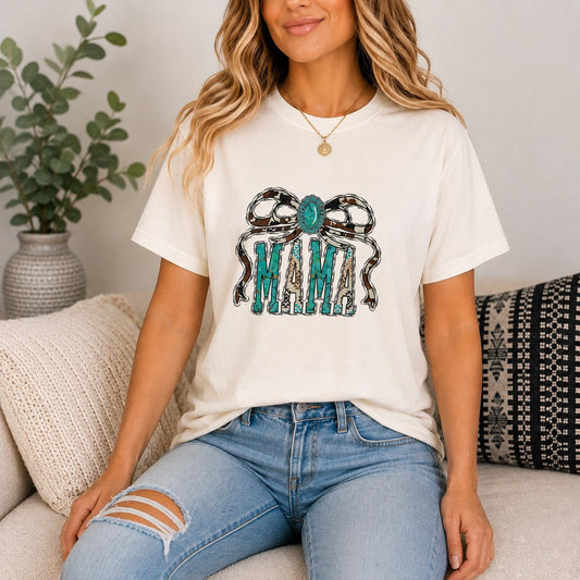 Western Mama Bow Glitter Screen Print Transfer