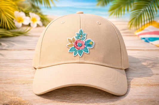 Embroidered Floral Patch, Boho Rose Iron On Applique, Botanical Bag Accent