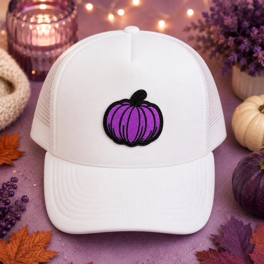 Purple Pumpkin Embroidered Iron-On Patch