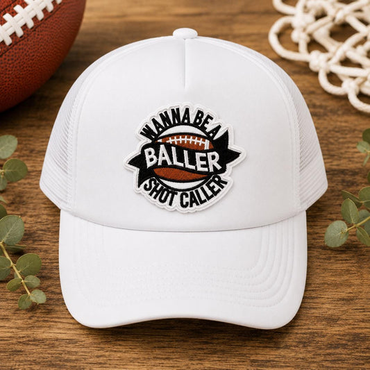 Wanna Be a Baller Shot Caller Football Embroidered Iron-On Patch