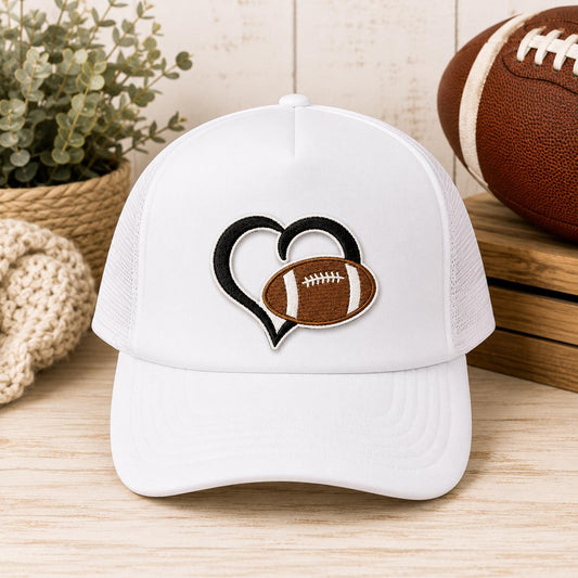Football Heart Embroidered Iron-On Patch