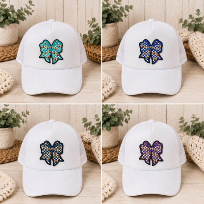 Football Checker Bow Embroidered Iron-On Patch