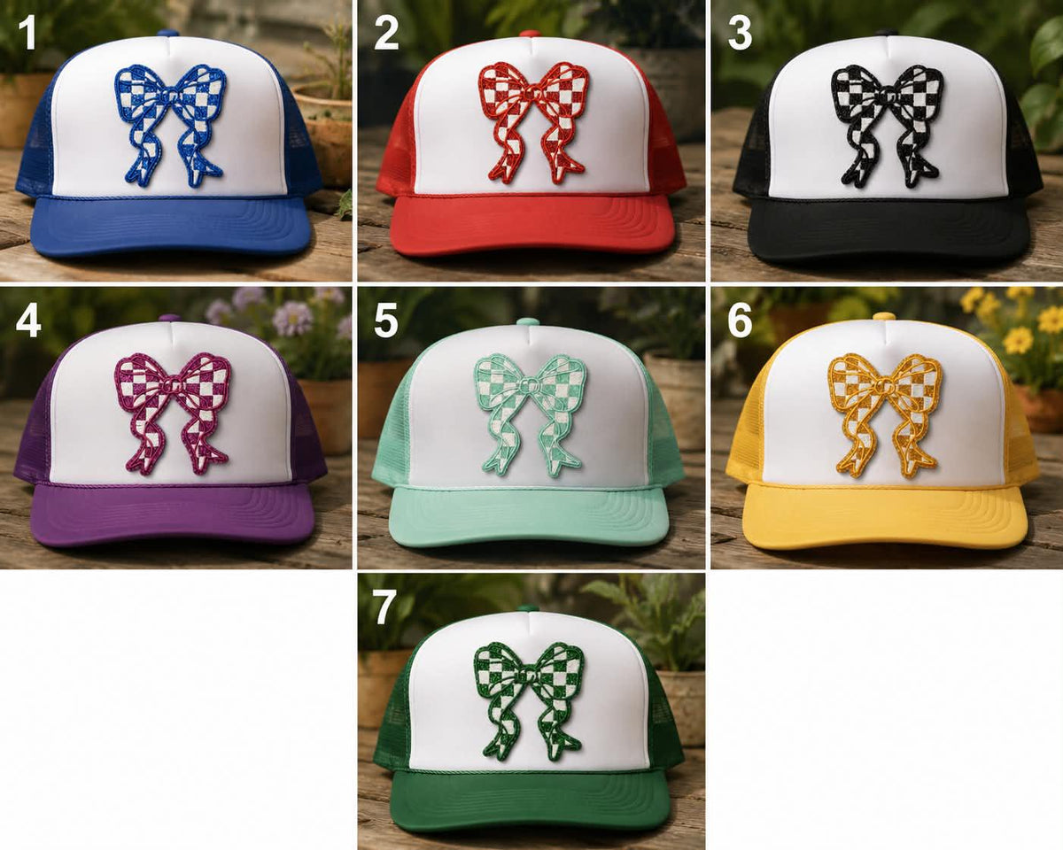 Color Checkerboard Bow Embroidered Patch