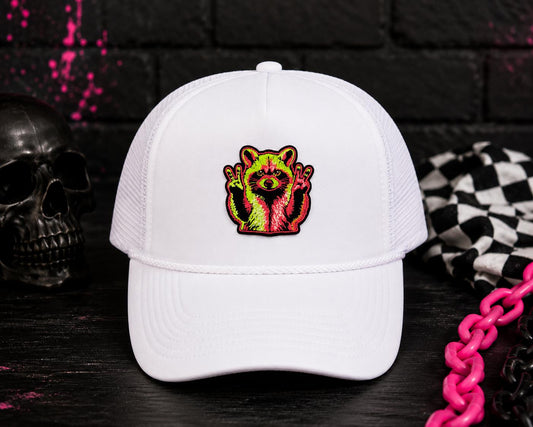 Neon Peace Raccoon Embroidered Patch