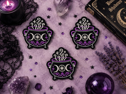 Witch's Cauldron Embroidered Iron-On Patch
