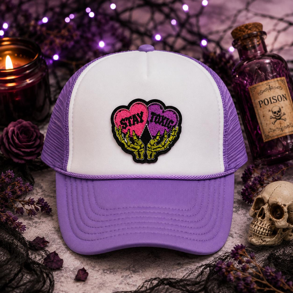 Stay Toxic Skeleton Hearts Embroidered Patch