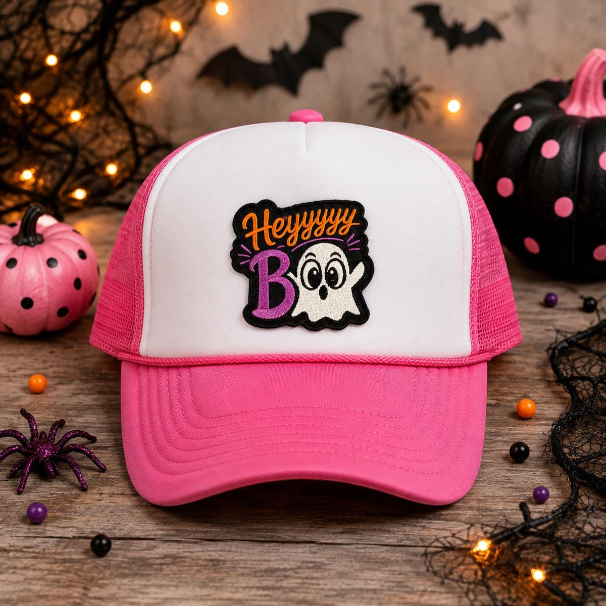 Hey Boo Ghost Embroidered Iron-On Patch