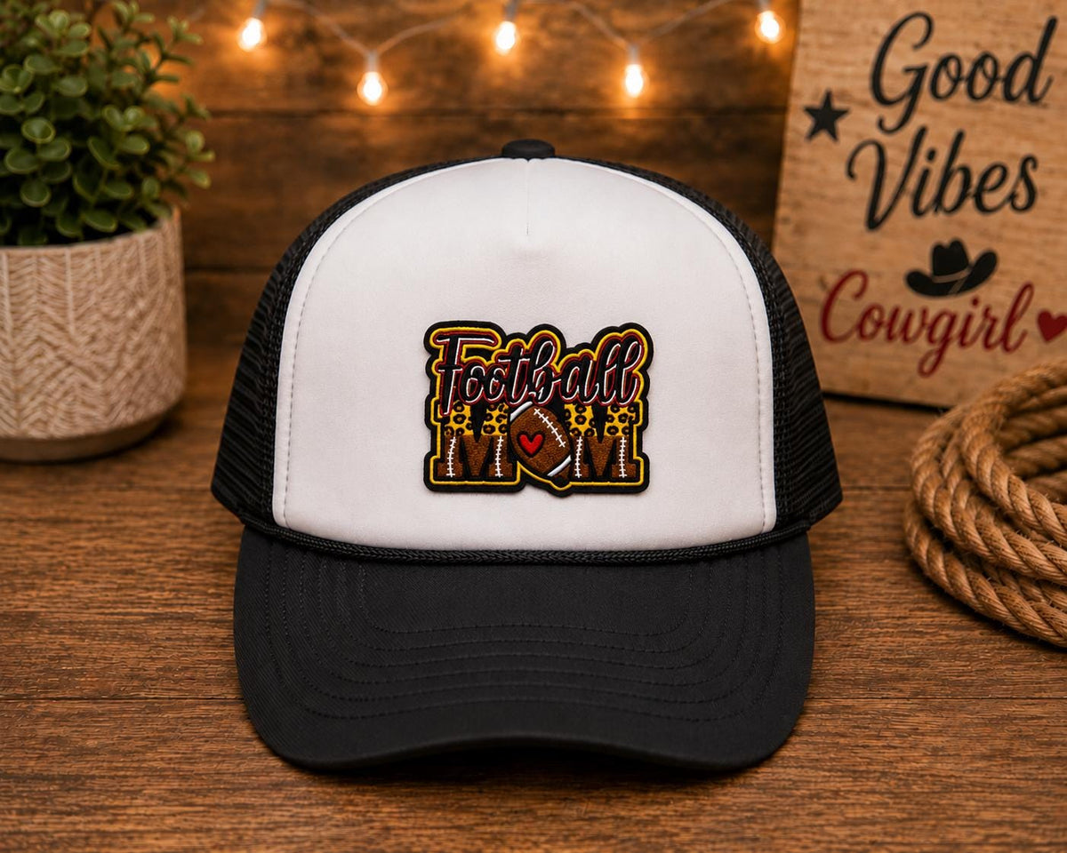 Football Mom Embroidered Iron-On Patch
