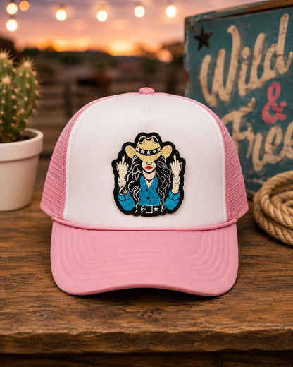 Funny Rebel Cowgirl Embroidered Iron-On Patch