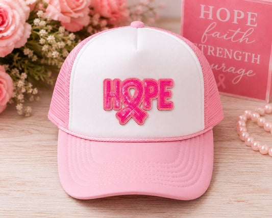 Pink Sequin Breast Cancer Awareness Ribbon Patch