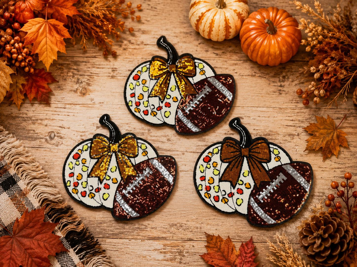 Football Pumpkin Large Chenille Sequin