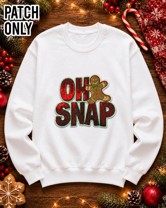 Oh Snap Gingerbread Christmas Sequin Iron On Chenille Patch