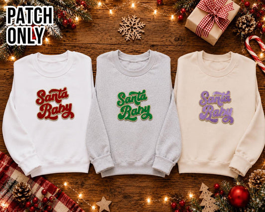 Santa Baby Large Embroidered Iron-On Patch