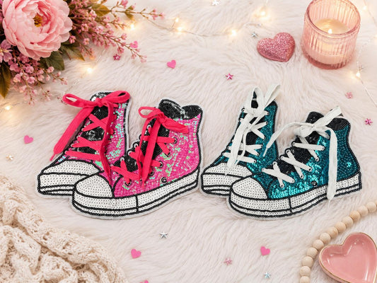 Sequin Sneaker  Iron On Chenille Patch