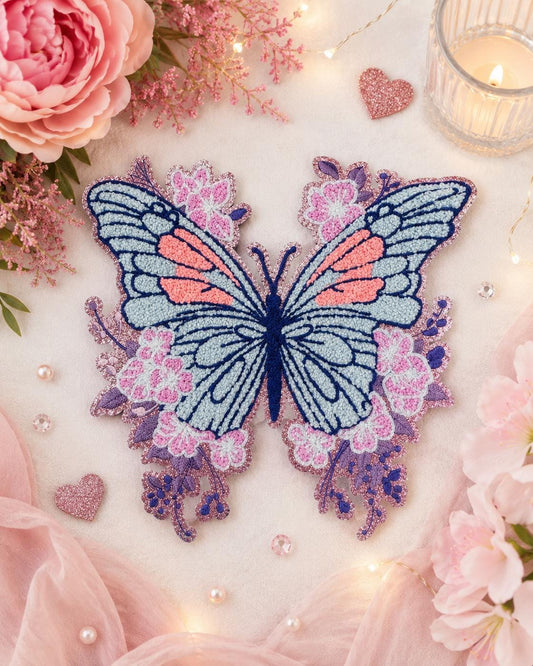 Pastel Butterfly Iron On Chenille Patch