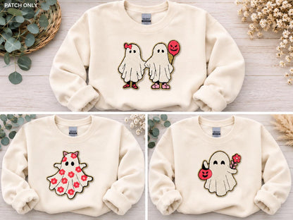 Cute Ghost Halloween Iron on Chenille Patch