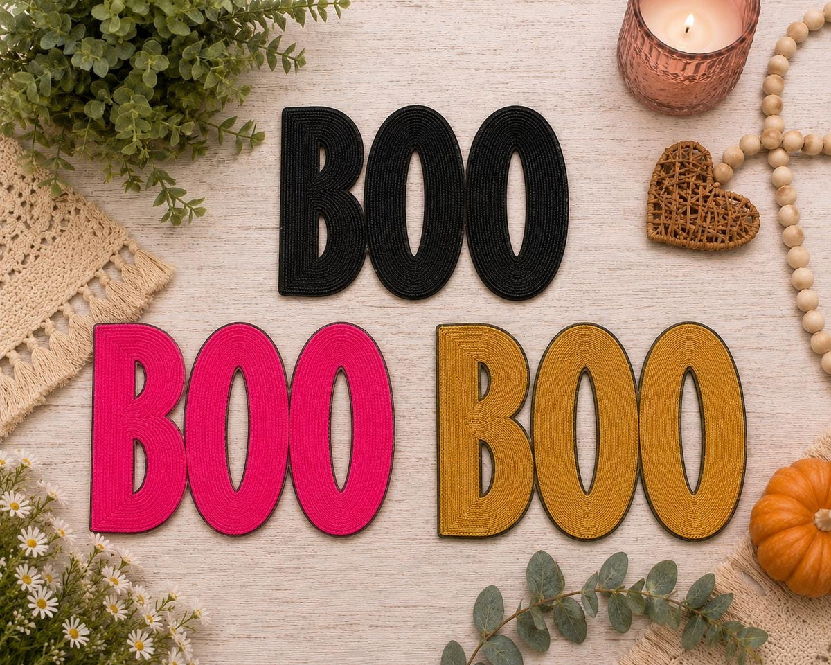 Large Boo Sequin Chenille Patch