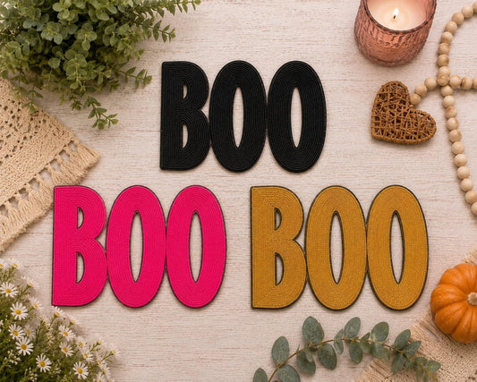 Large Boo Sequin Chenille Patch