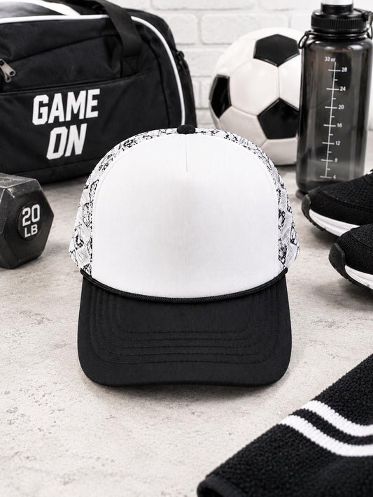 Soccer Ball Print Mesh Trucker Hat