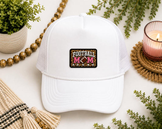 Football Mom Leopard Print Embroidered Patch