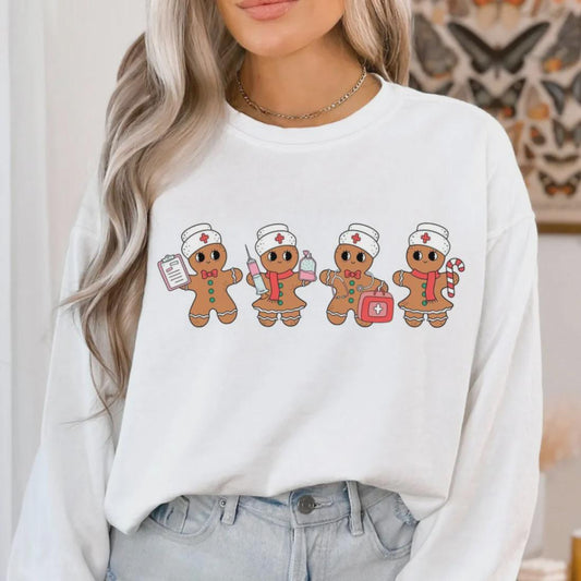 Nurse Gingerbread Christmas Glitter Screen Print Transfer