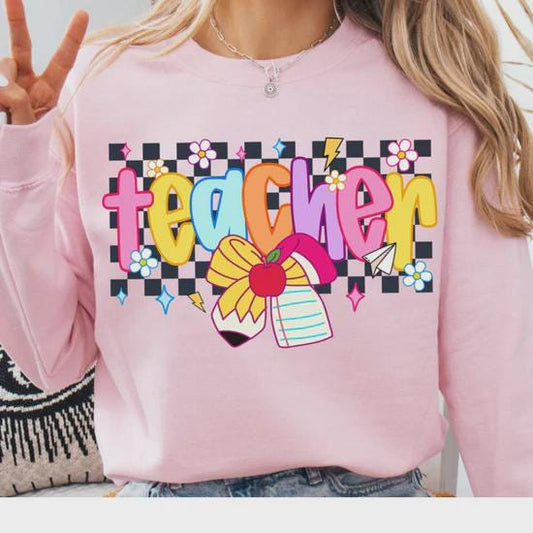 Retro Teacher Glitter Screen Print Transfer