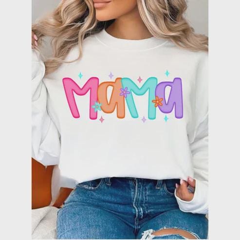 Colorful Mama Glitter Screen Print Transfer