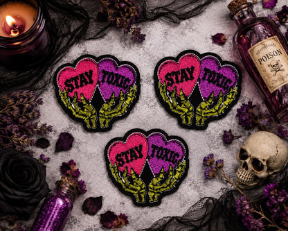 Stay Toxic Skeleton Hearts Embroidered Patch