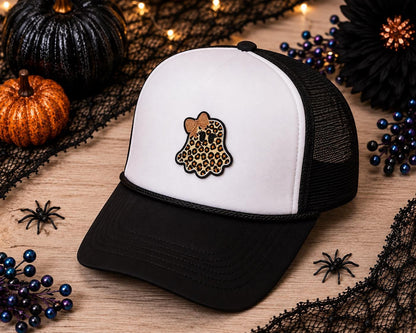 Leopard Print Ghost Bow Embroidered Patch
