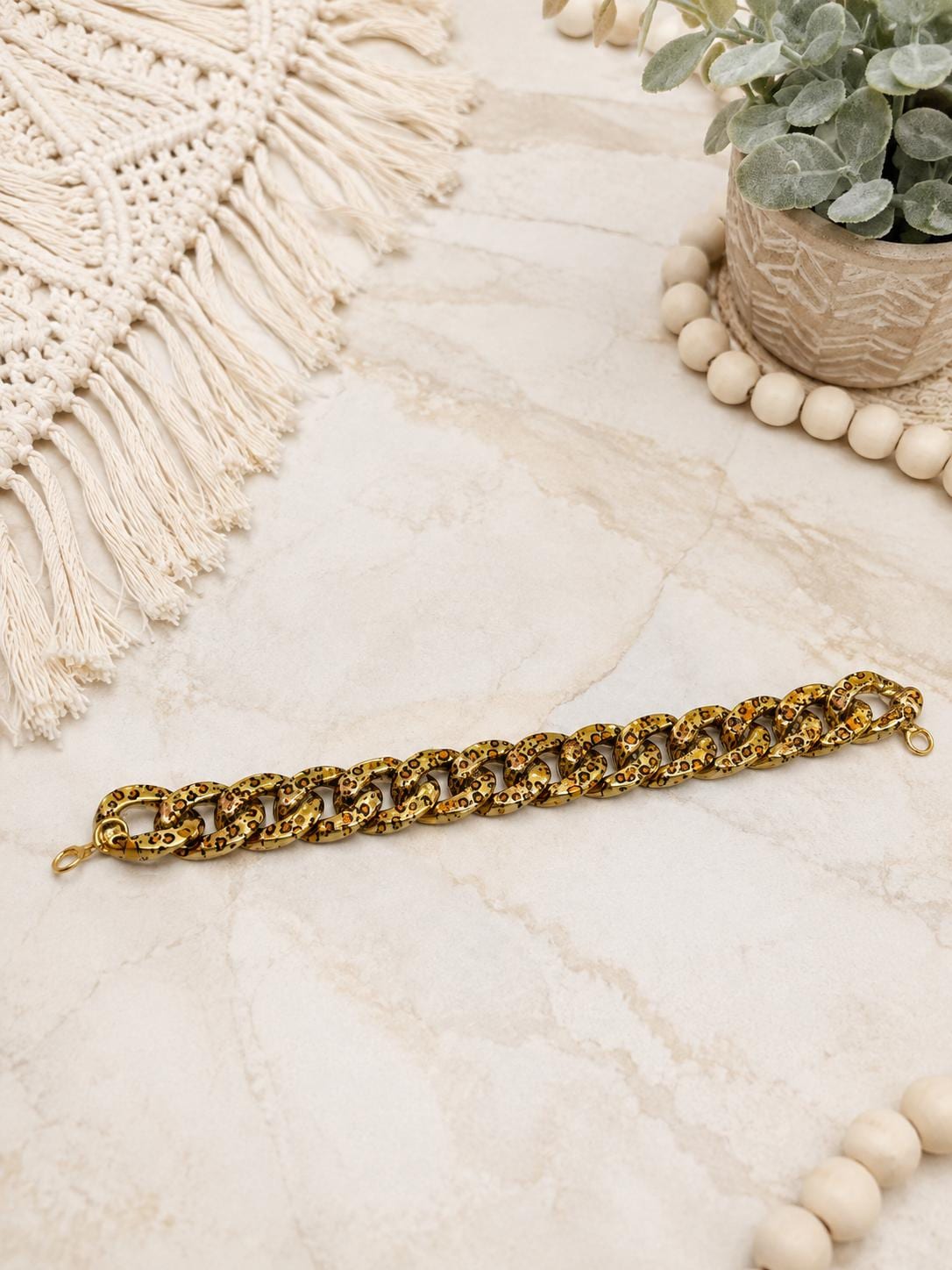 Leopard Print Gold Hat Chain
