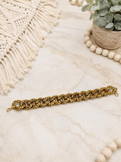 Leopard Print Gold Hat Chain