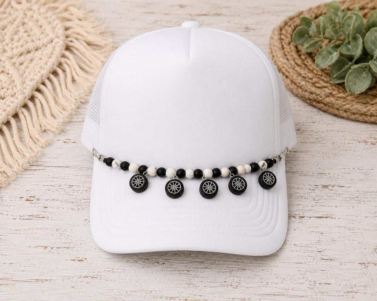 Black & White Tire Charm Hat Chain