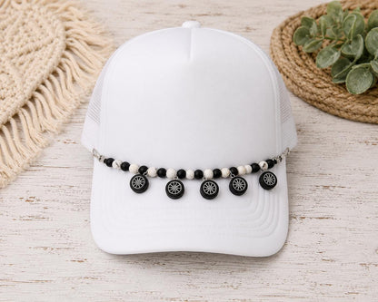 Black & White Tire Charm Hat Chain