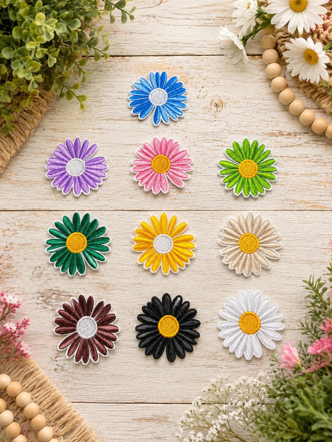 Colorful Daisy Embroidered Patch