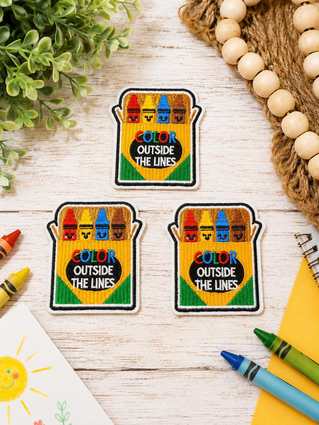 Color Outside the Lines Crayon Embroidered Patch