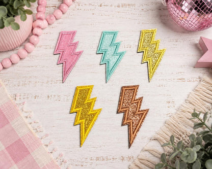 Glitter Lightning Bolt Patches