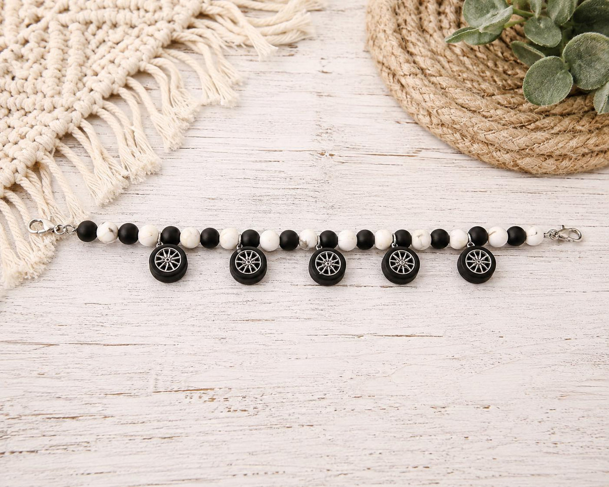 Black & White Tire Charm Hat Chain