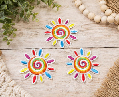 Colorful Spiral Sun Embroidered Patch